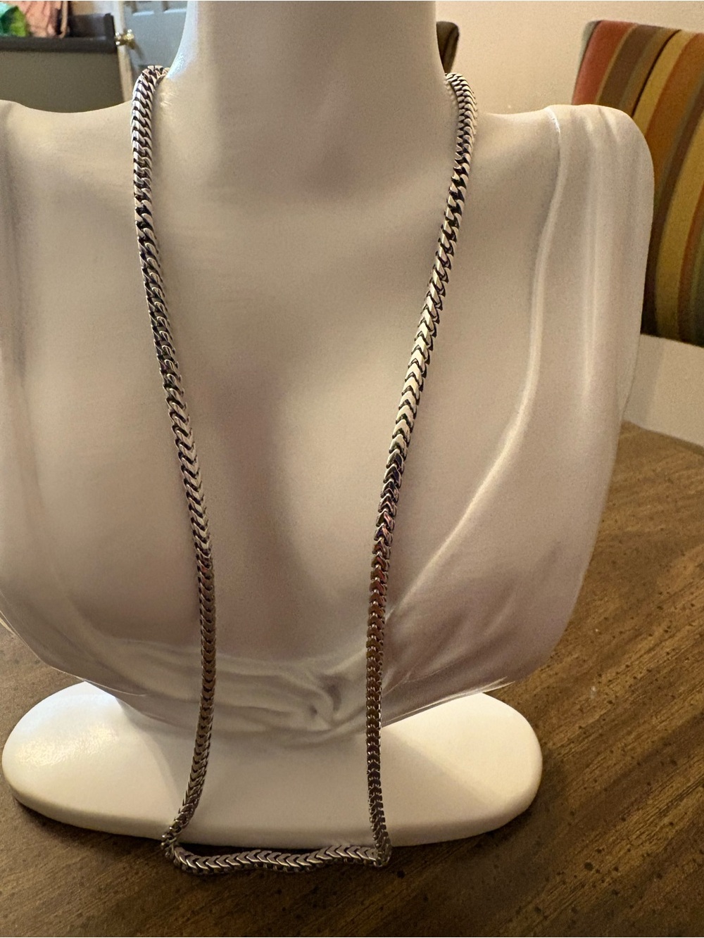 925 Sterling Silver Rhodium Franco Chain Necklace 24” 3.6mm 45.9g Heavy